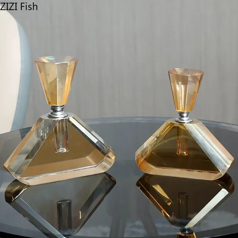 Creative Transparent Amber Crystal Perfume Bottle Aromatherapy Essential Oil Containers Creative Crystal Scent Bottle Liquid Con