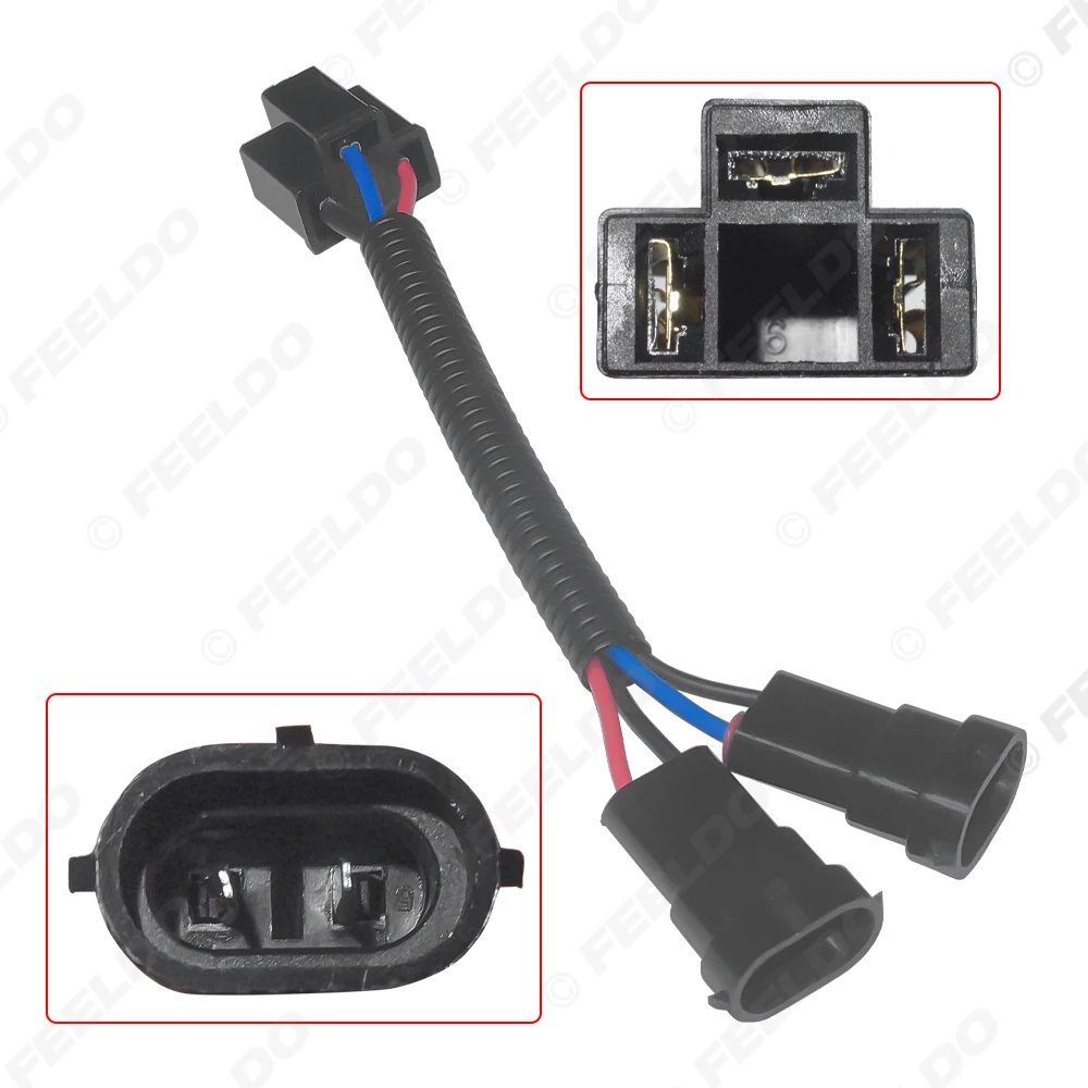 FEELDO Auto Headlight Lamp Wiring Socket Adapter H4-21 To H11-11 Double Female Connector Plugs Car Light Wire Cable