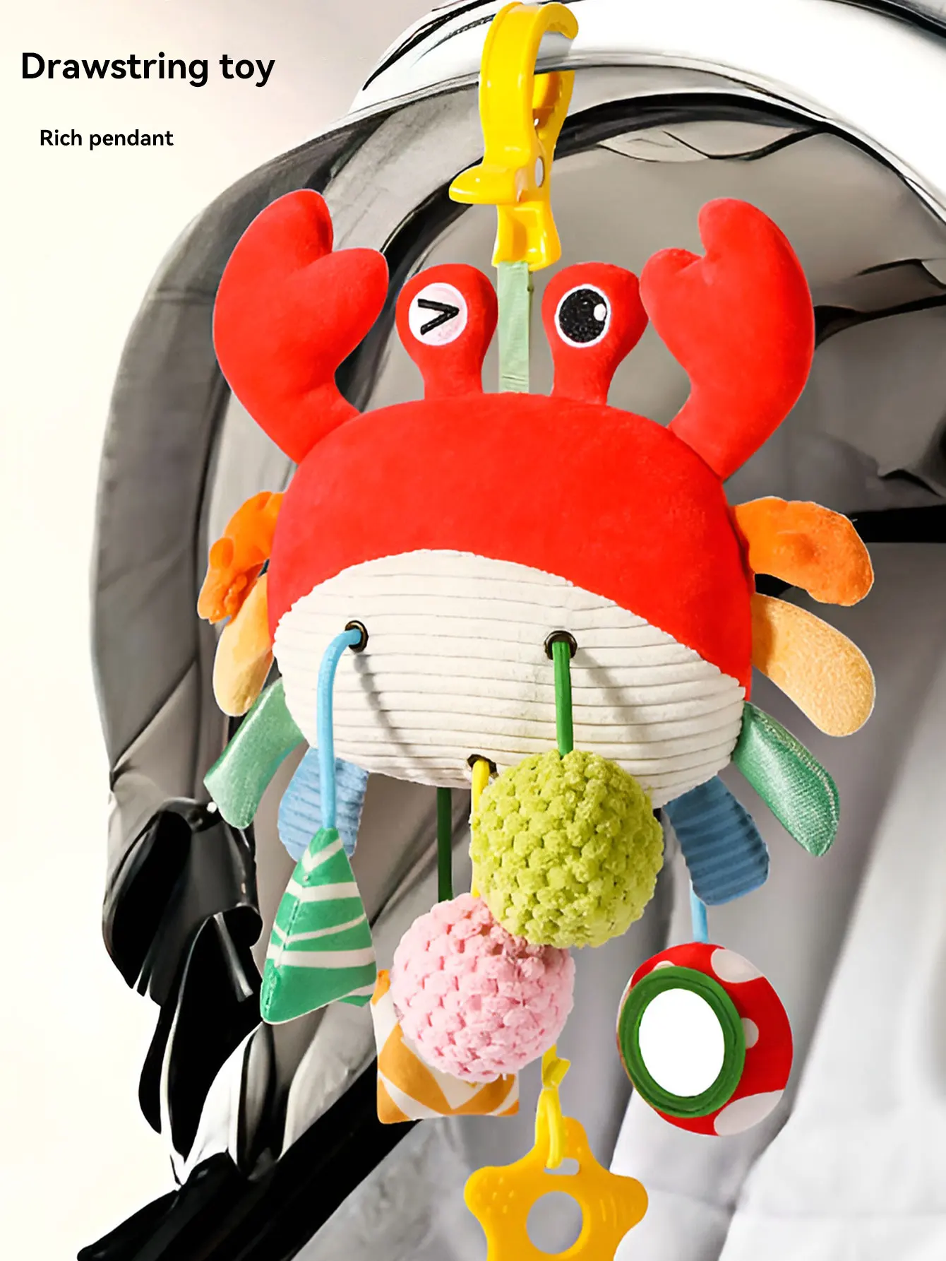 New Baby Bed Hanging Drawstring Toy Newborn Baby Stroller Toy Cute Animal Educational Toys Hand Grip Plush Fun Bedtime Toys