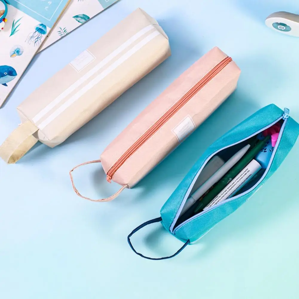 Пенал, вместительный органайзер для канцелярских принадлежностей, Прочная Стильная гладкая сумка для хранения карандашей на молнии для дома и школы