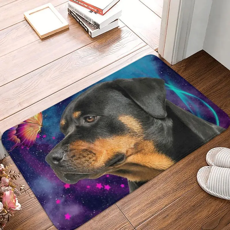 

Rottweiler Butterfly Front Door Mat Anti-Slip Indoor Quick Dry Animal Dog Doormat Kitchen Balcony Entrance Rug Carpet