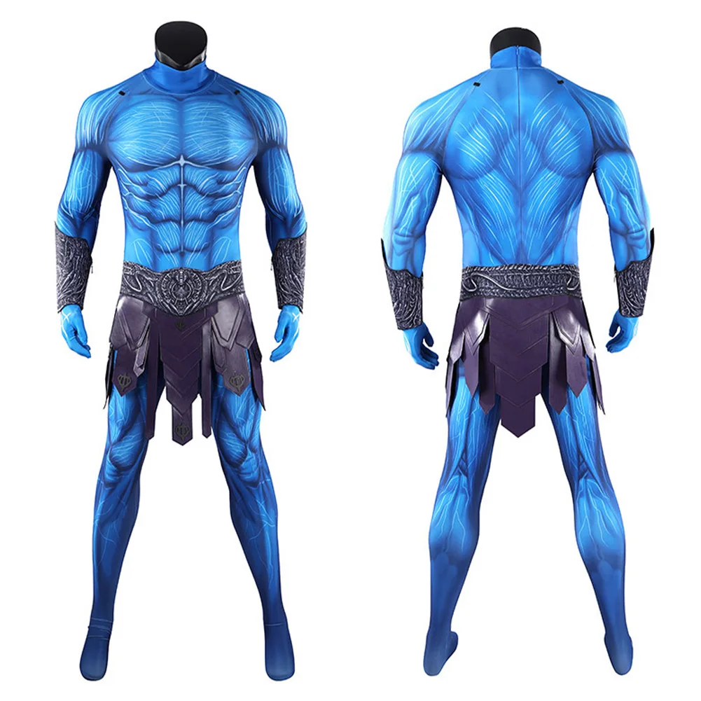 Fantasia Man Skeletor Cosplay Costume Movie He Disguise Clothing Skeleton King Jumpsuit Cloak Set Halloween Carnival Party Suit view 4