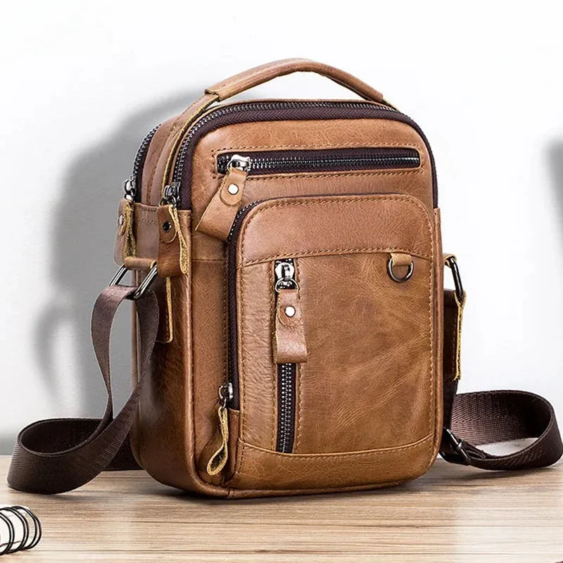 

New Genuine Leather Men's Shoulder Bags Messenger Bag for Men Crossbody Bags Small Man Designer Handbag Male