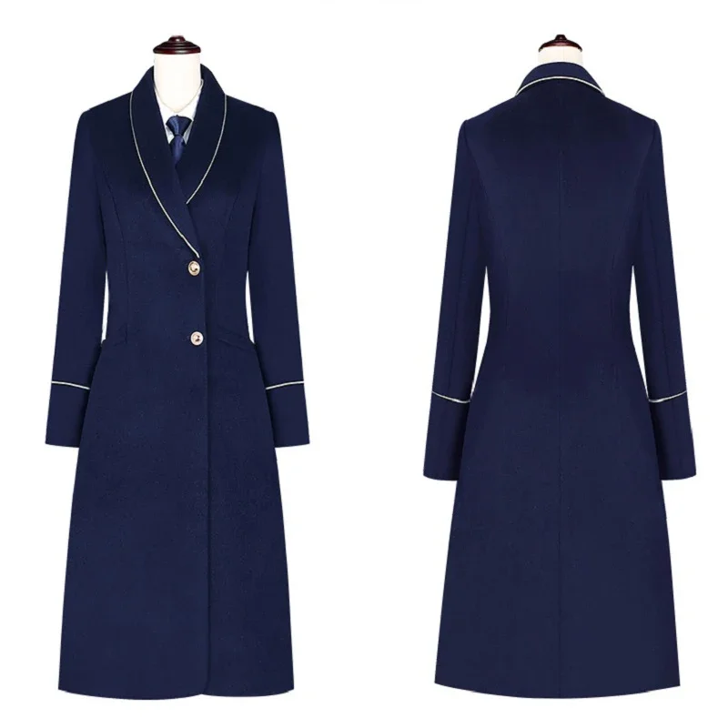 職業ウールコート女性の冬の綿ロング客室乗務員制服航空会社プロパティフロントデスクスチュワーデス作業オーバーコート