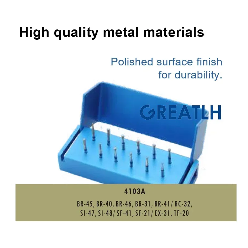 Dental Burs Drill with Disinfection Block Carbide Drills Trimming Finishing Carbide Burs Dental Materials 12pcs