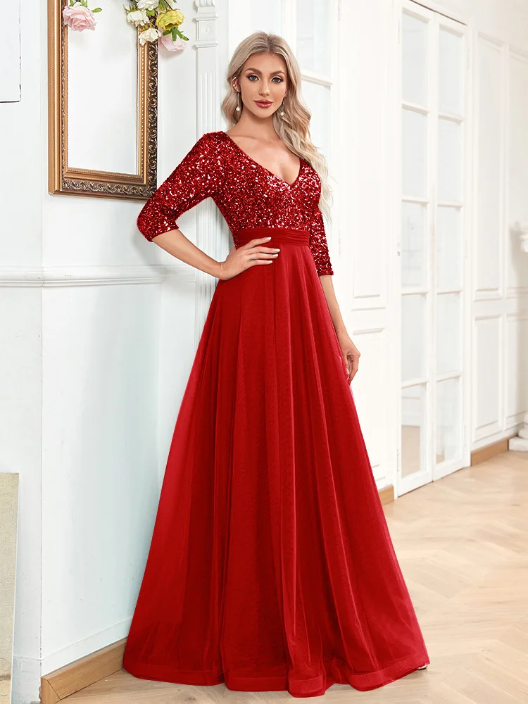 Robe de Gala Longue pour Femme, Tenue de Soirée, de Bal, de Luxe, pour Invités de Mariage, 2023