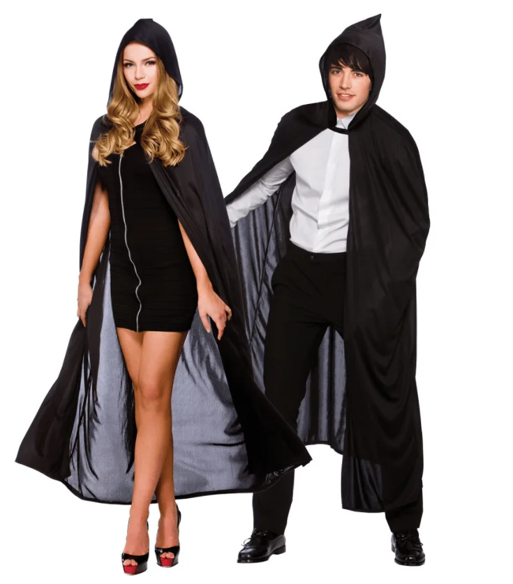 زي هالوين للبالغين، عباءة سوداء للرجال، زي تنكري للساحر أو الموتى أو مصاص الدماء، مصنوع من البوليستر، مناسب لموسم الربيع #3