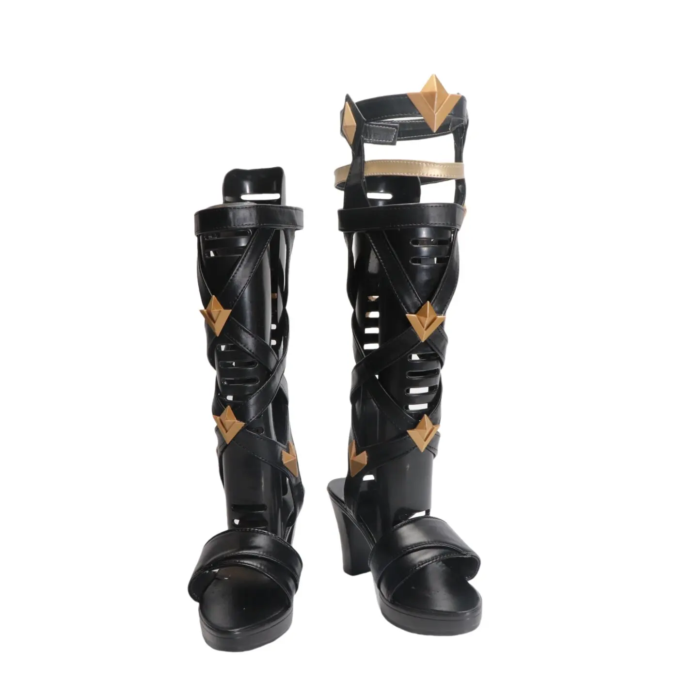 Anime Genshin Impact Citlali Cosplay Shoes Black High Heels Medium-Long PU Leather Boots For Halloween Carnival