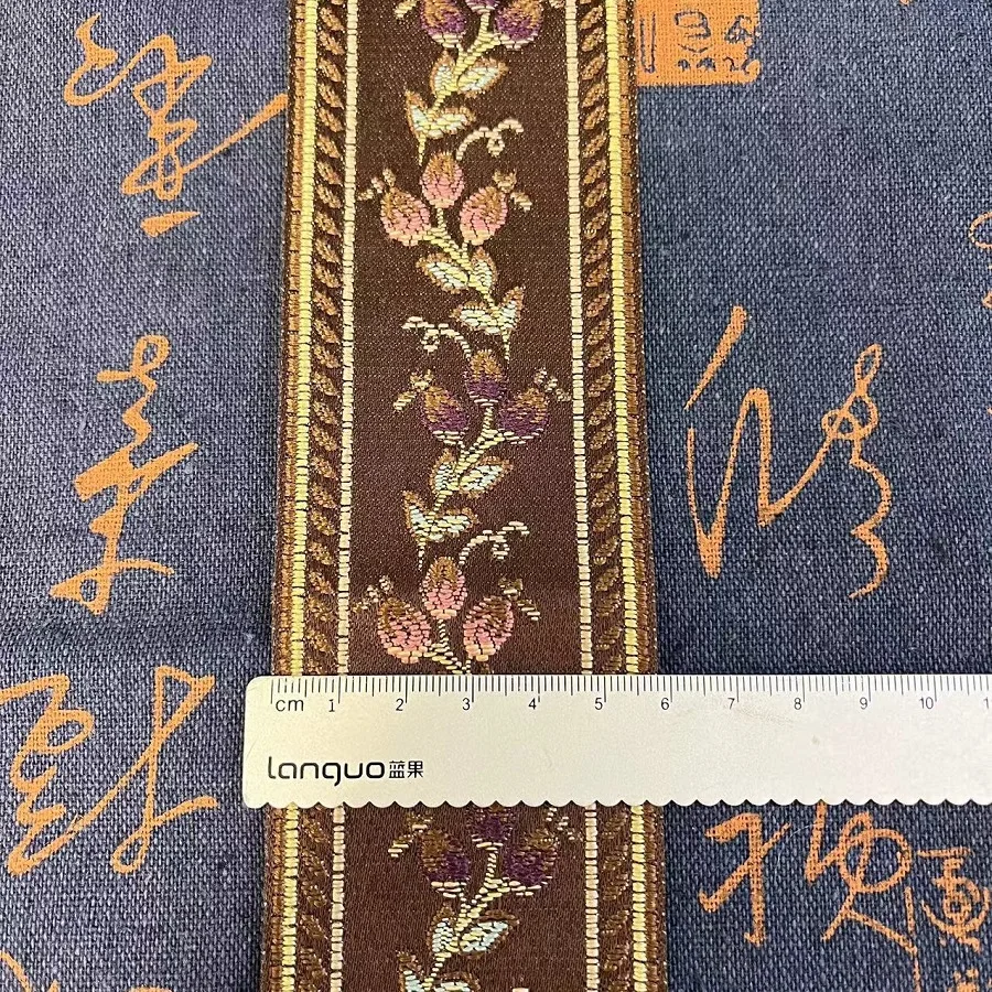 4 Yards/lot wide 5.8 CM Woven Jacquard Ribbon classical small flower for curtain and clothing accessory LS-1392