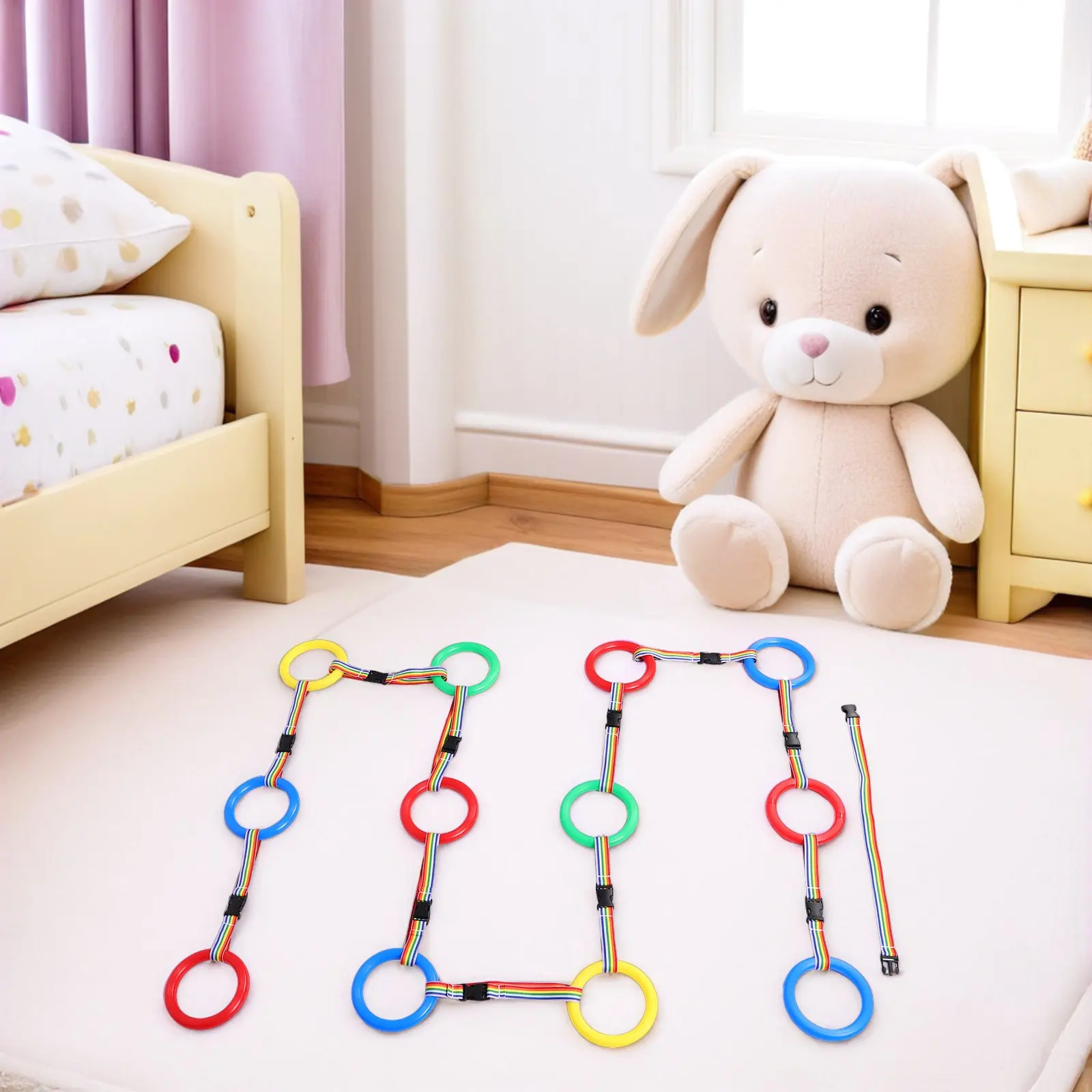 16pcs-vibrant-preschool-walking-rope-red-blue-yellow-green-for-toddlers-safety-anti-lost-leash-daycare-classroom-outdoor-group