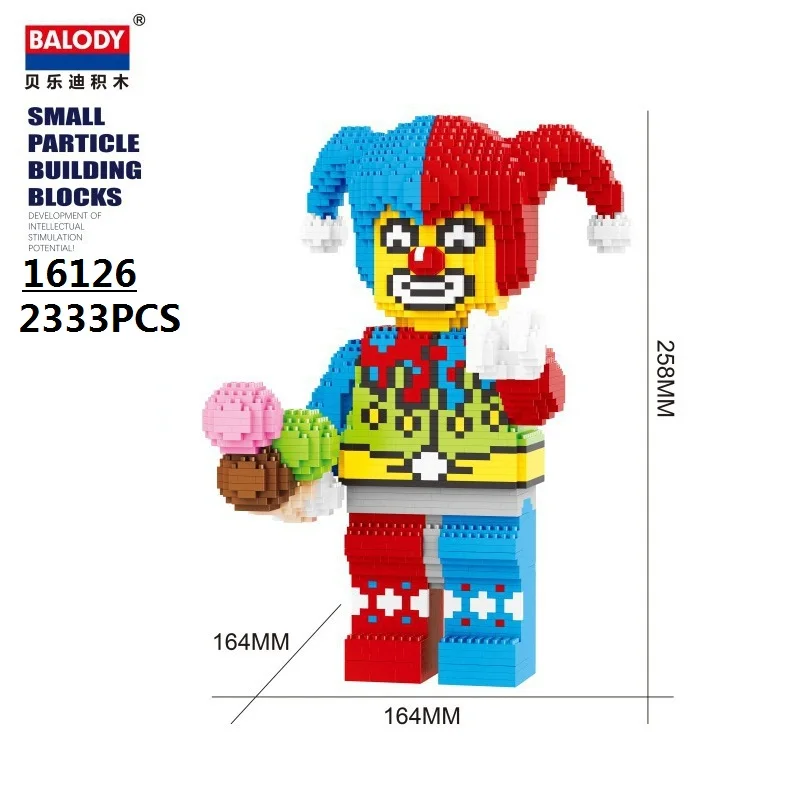 Balody Assembly Mini Blocks Cartoon Building Toy Cute Clown Blocks Fun Joker Brinquedo Toys Man Girl Present Birthday 16126