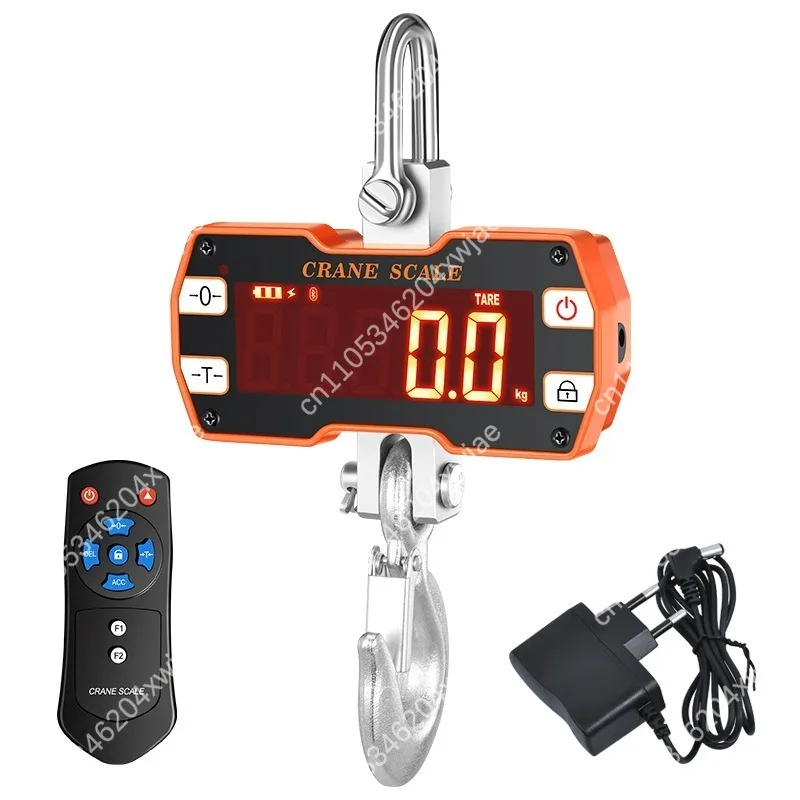 1T Industrial Electronic Crane Scale, Wireless Remote Display Hanging Hook with Overload Protection