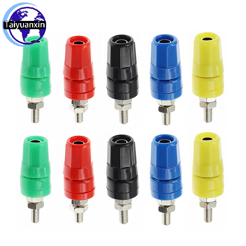 50PCS 4MM Banana Jack Socket 20A Binding Post Banana Plug Connector M4x36 Copper Terminal Yellow Black Red Blue Green