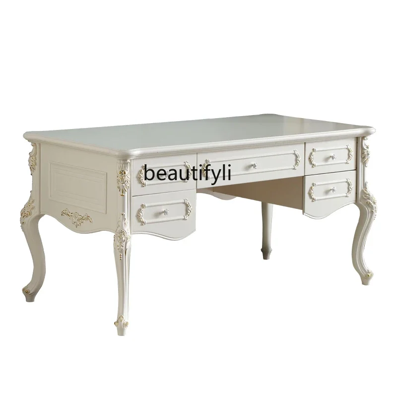 

European-style desk luxury computer desk bedroom writing solid wood desk study furniture