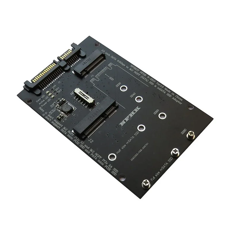 M2 to SATA Adapter M.2 mSATA SSD Riser Board SATA M.2 NGFF mSATA SSD to SATA3.0 2.5 Adapter mSATA to SATA Adapter SSD For Laptop