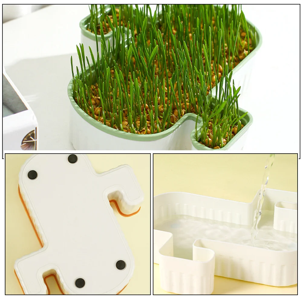 

2Pcs Cat Grass Planter Soilless Hydroponic Household Cat Plant Box Durable Convenient Nursery Pet Catnip Planter Box