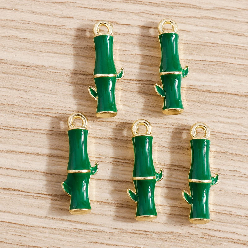 

10pcs 6x17mm Cute Enamel Plant Bamboo Charms Pendants for Jewelry Making Drop Earrings Necklace Bracelet DIY Crafts Accessories