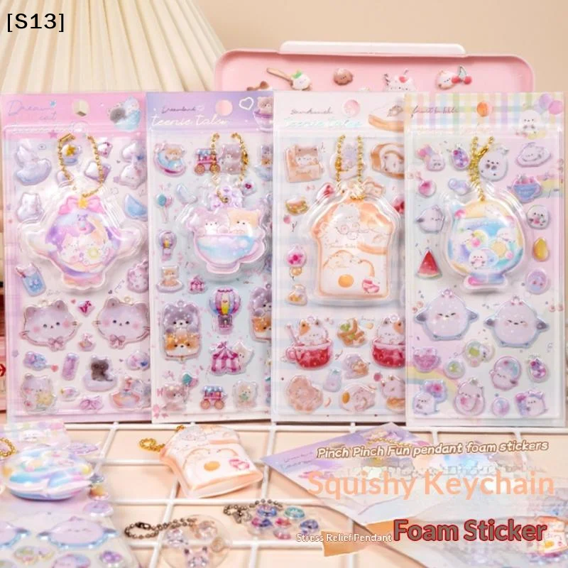 

1/2 Sheets Scrapbooking Diy Journal Stationery Decals Fun Pinch Hanging Cartoon 3D Puffy Stickers Cute Decor School Supplies[Q]