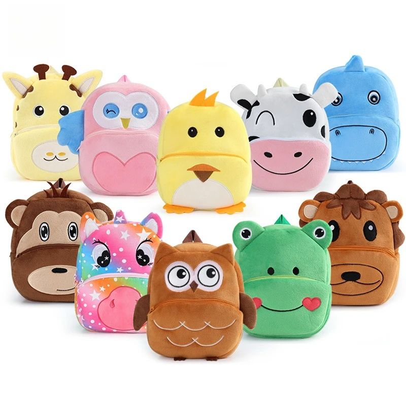 Cartoon Plush Animal Backpack For Kids Kindergarten Cute Stuffed Toddler Daypack Travel School Bag for Baby Boys Girls Gifts