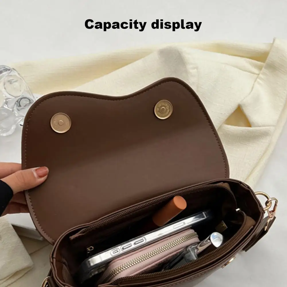 Women Shoulder Bag Retro Faux Leather Firm Stitching Adjustable Strap Waterproof Handbag Commute Dating Travel Crossbody Bag