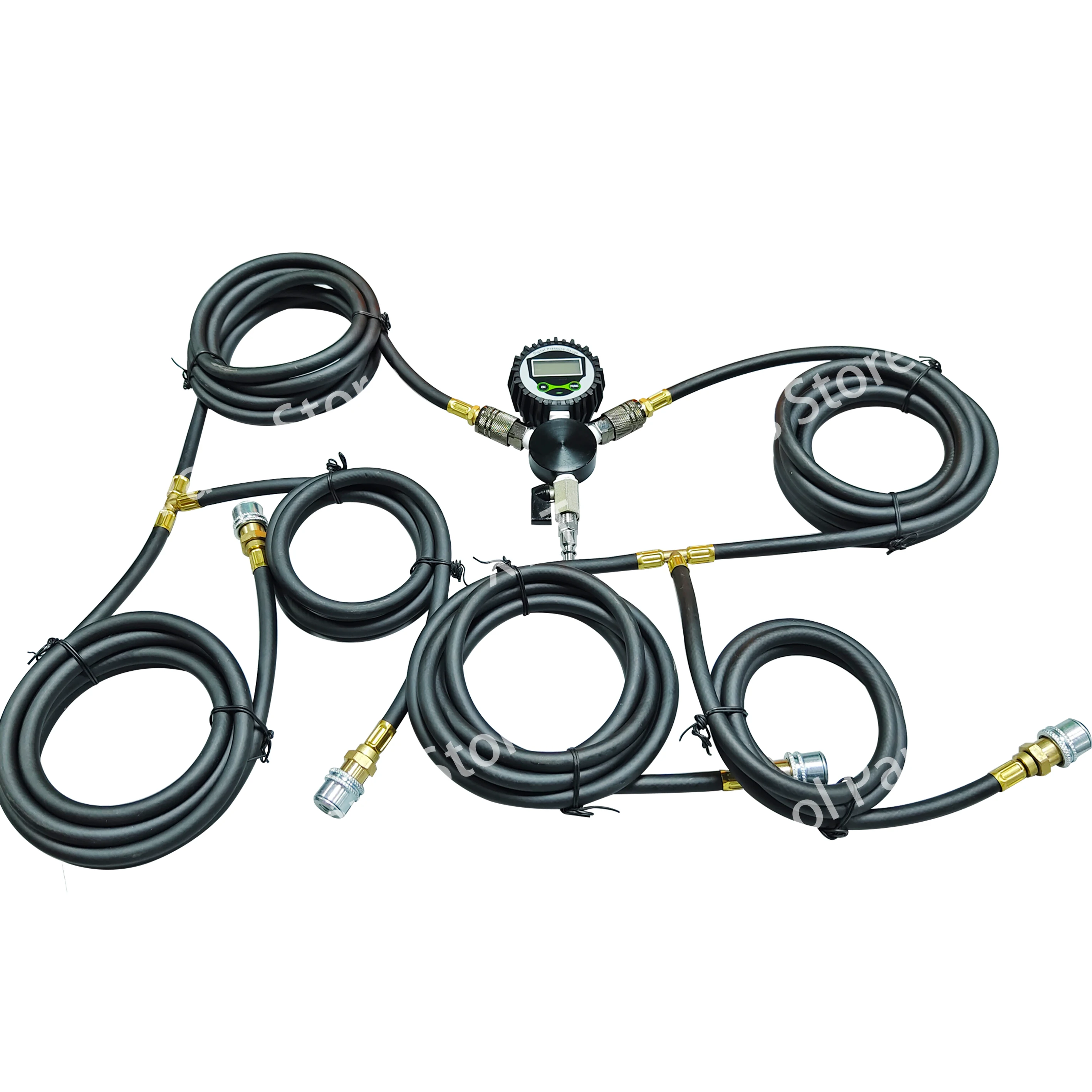 Air manifolds with digital gauge 4 way air hose tire inflation deflation kits