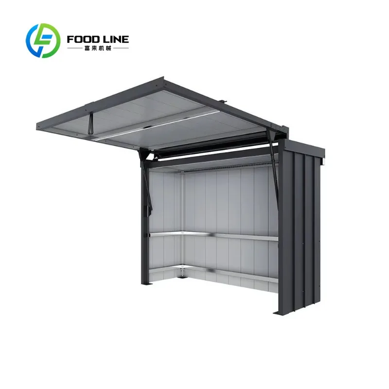 Customized Modular Aluminum Alloy Weatherproof Outdoor Kitchen Shed Remote Control Roof Cabinetry For Backyard BBQ