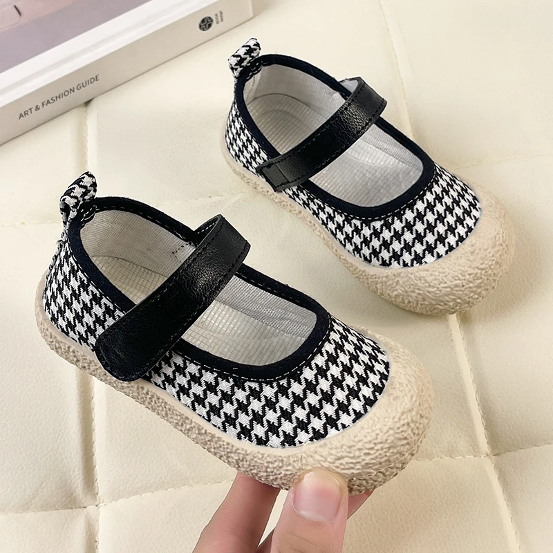 Children Casual Shoes for Boys Leopard Pattern Thousand Bird Check Print Girls Shoes Kids Fashion Flats Round-toe 2023 Japanese