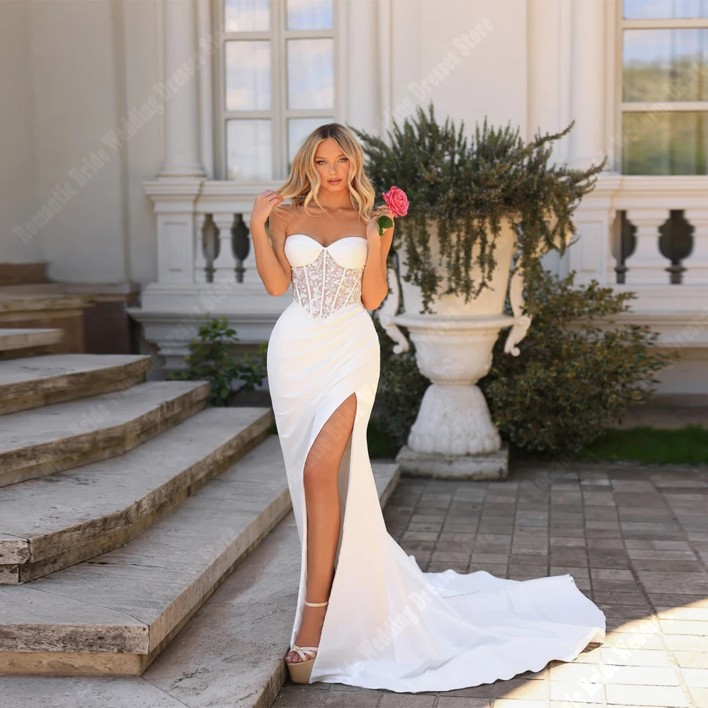 

Gorgeous Women Wedding Dresses Sweetheart Collar Sleeveless Princess Mermaid Bridal Gowns Engagement Banquet Vestidos De Novias