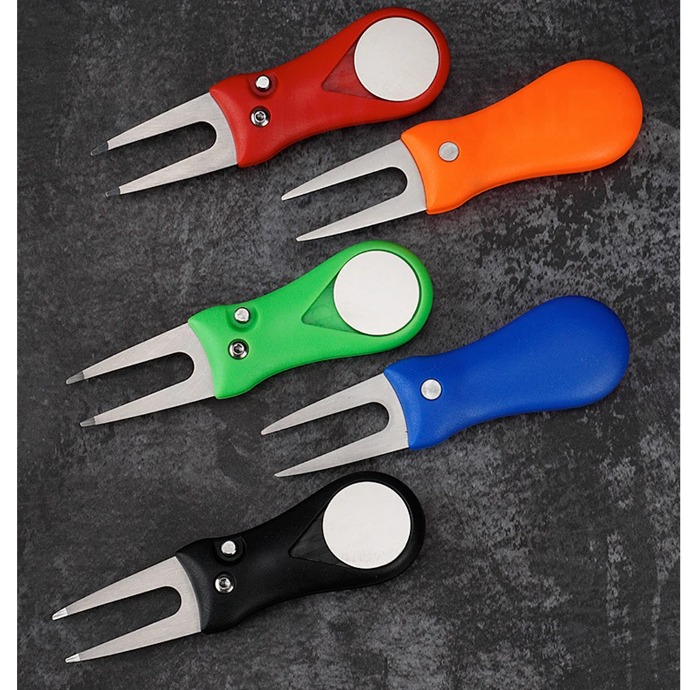 

Folding Golf Green Fork Divot Repair Tool Ball Marker Spring Outdoor Training Grass Fixer Golf Supplies
