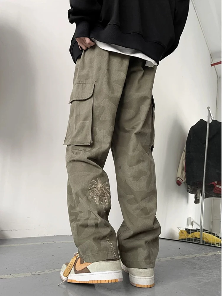 

American Retro Camouflage Work Pants Men's Straight Loose Casual Long Trousers Spring Design Sensation Youthful Vitality Style