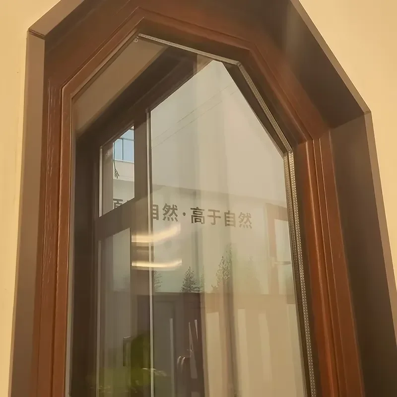 Customized Size Double Tempered Glass Special Shape Custom Wood Windows Waterproof Soundproof Modern Design Fixed Style