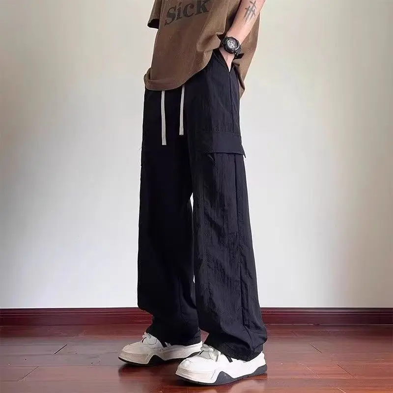 

Work Pants New Summer Casual Pants Straight Tube Loose Pocket Zipper Sports Men's Casual Pants