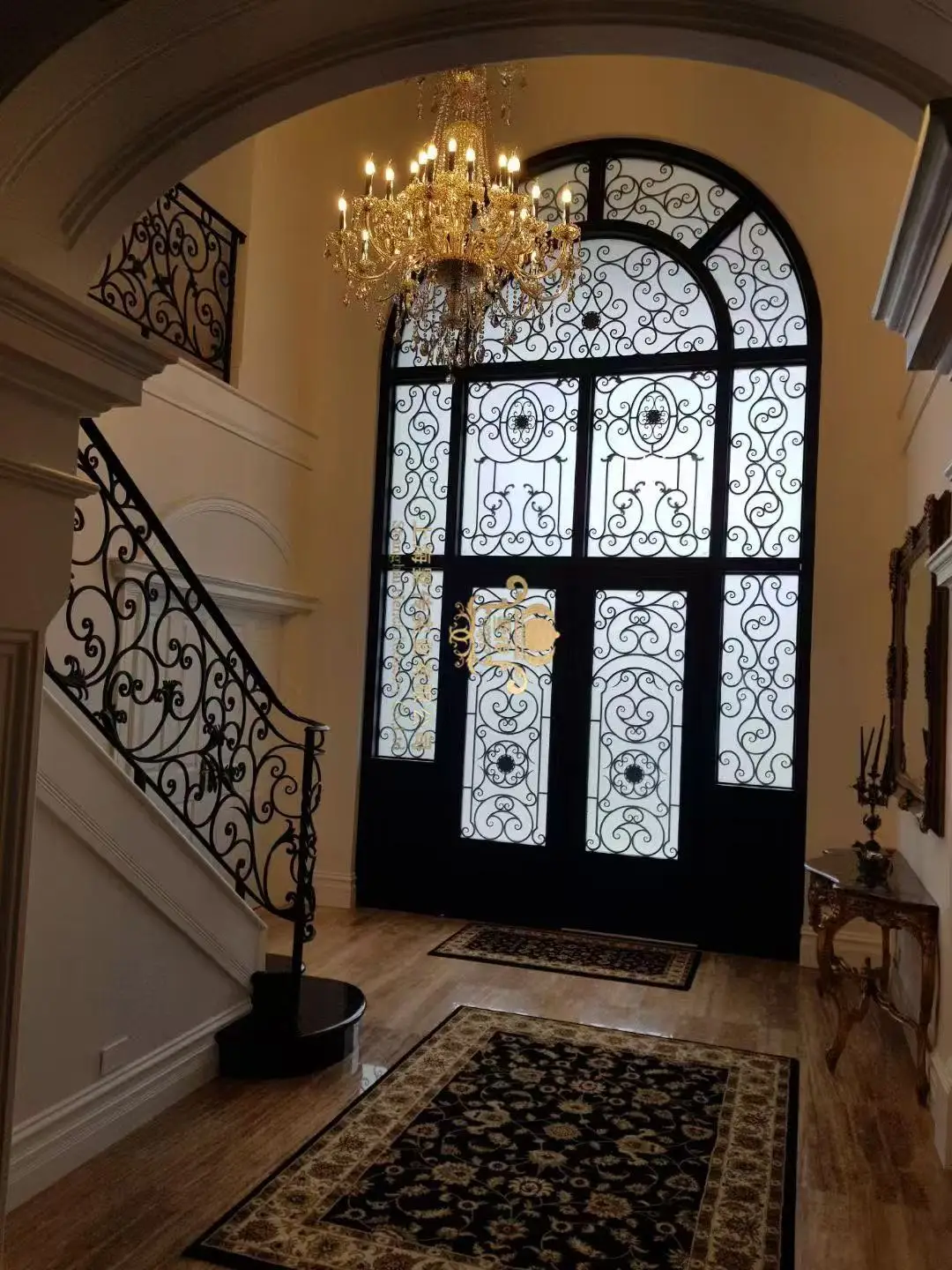 Home Decorative Security Door/Wrought Iron Single Door/Iron Grill Door Designs with Glass