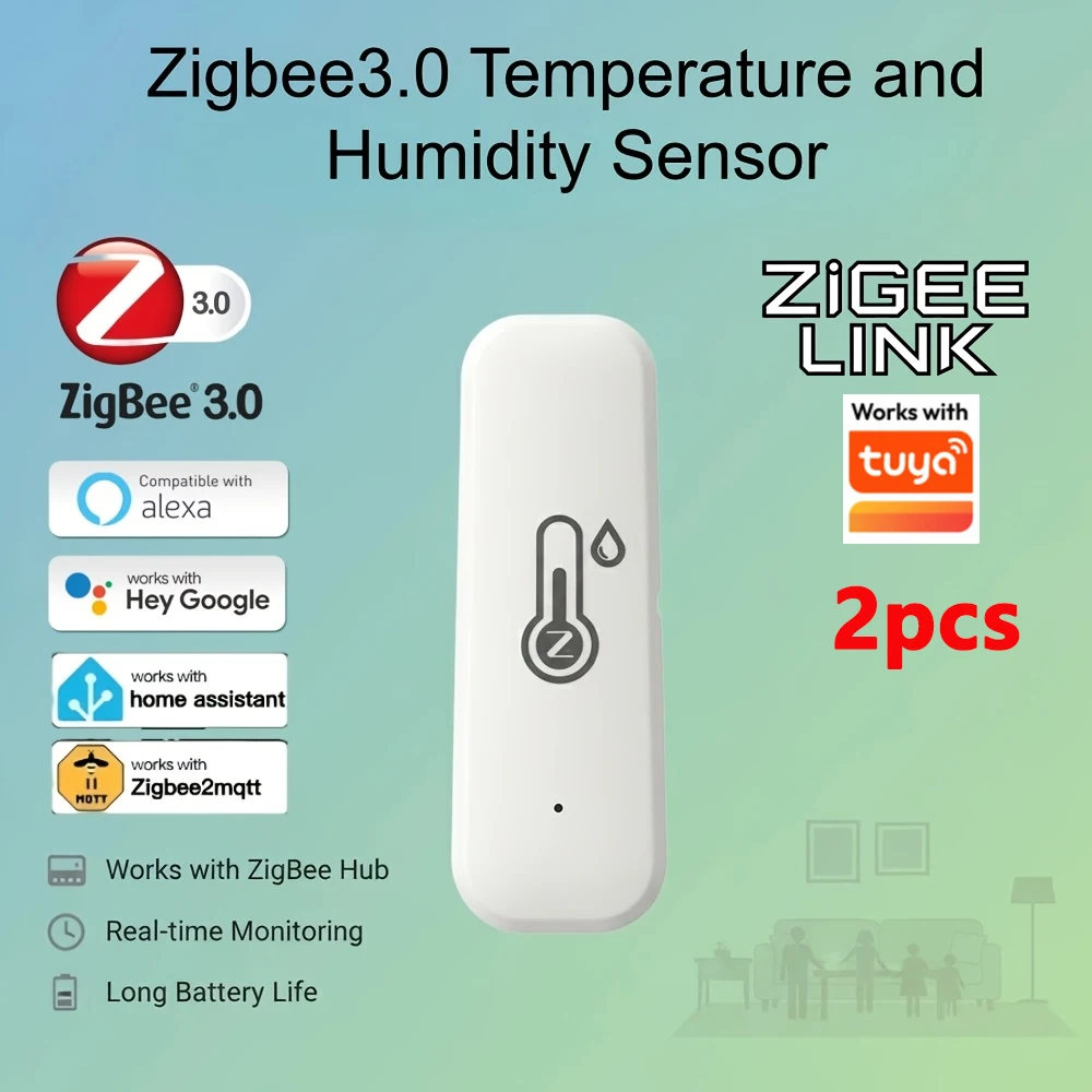 

Zigbee 3.0 Temperature & Humidity Sensor Thermometer Hygrometer APP Remote Alarm Work with TUYA Zigbee2Mqtt Alexa Google Alice