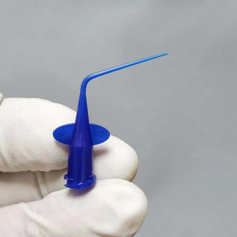 Embout d'aiguille d'irrigation dentaire jetable, 100 pièces/sac, aiguille de livraison d'hydroxyde de Calcium, pointe de seringue en plastique 0.25/0.35/0.4mm
