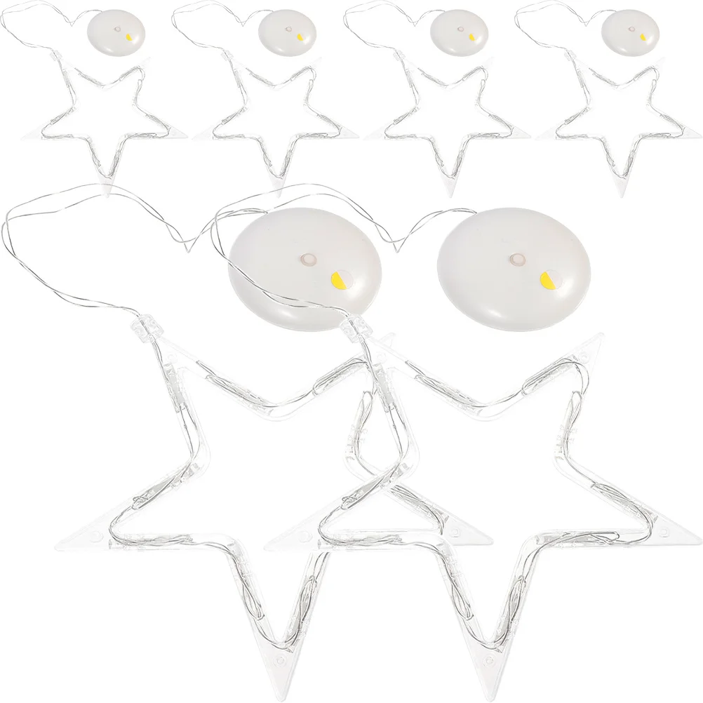 6 قطعة كوب شفط معلق أضواء النجوم نافذة الديكور أضواء عيد الميلاد داخلي حفلة عيد ميلاد الزفاف خلفية ملونة #4