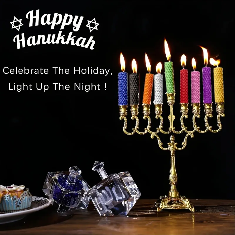 18/27 Beeswax Fine Taper Candles Tall Votive Candles for Home Dinner Church Party Bulk Hanukkah Mixed Colors 7.9 X 0.6 in Ideal for Various Settings