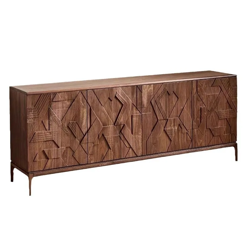 

North American black walnut TV cabinet high solid wood bedroom side cabinet