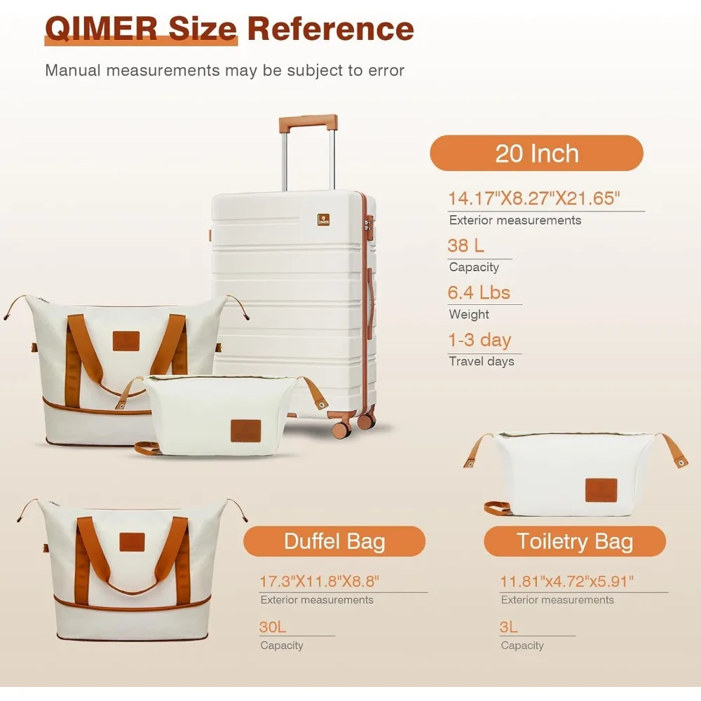 Lightweight 20 Inch Hardshell Carry-On Luggage Set with TSA Locks, Quiet Spinner Wheels, Durable Zipper for Travel