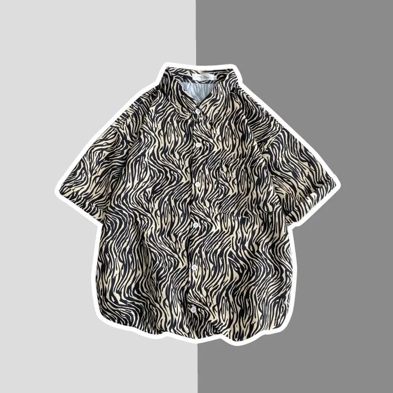 

Zebra Stripe Cool Shirt Men's Spring INS Hong Kong Style High End Long Sleeve Shirt Japanese Design Sensation Outerwear