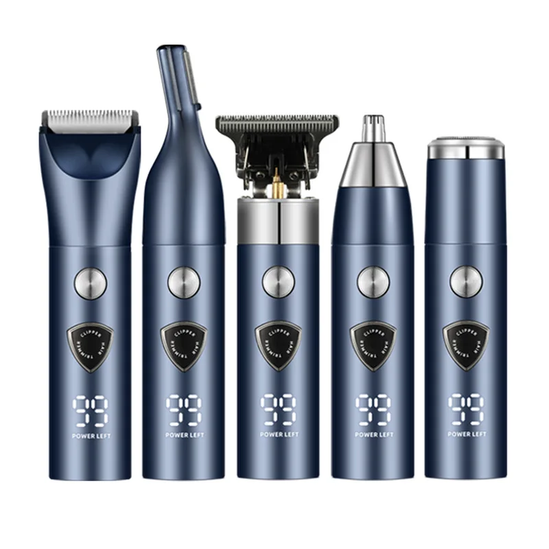 

Новый частный электрический триммер 5 в 1, машинка для стрижки волос, полностью водонепроницаемый, перезаряжаемый через USB, многофункциональный профессиональный набор для ухода за волосами