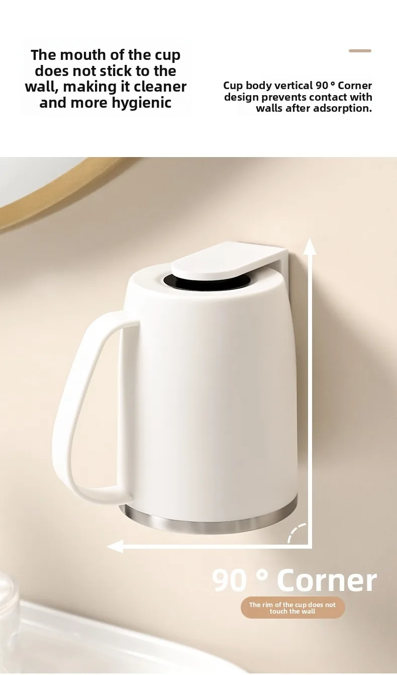 Magnetic Toothbrush Cup With Wall Mounted Stainless Steel Holder_voghion.com