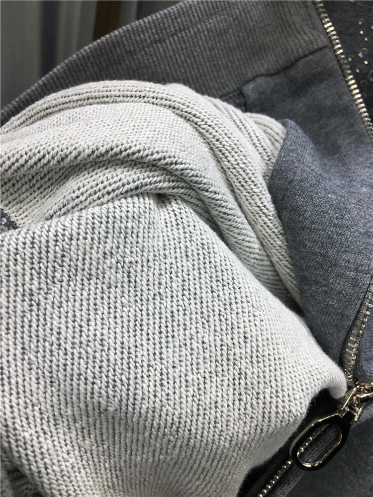 Fashion Rhinestone Jacket For Women's Loose Mid-Length Slimming Oversized Cardigan Cotton Coat Autumn Winter Long Sleeves Hoodie - Image 4