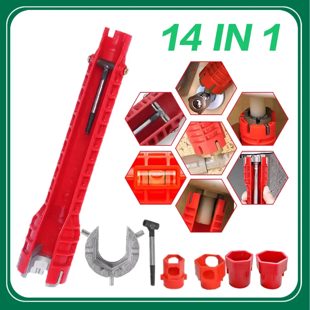 Klucz do baterii z antypoślizgowym uchwytem, dwugłowicowy klucz do naprawy instalacji hydraulicznych, narzędzie do instalacji łazienkowych, klucz do podgrzewacza wody.