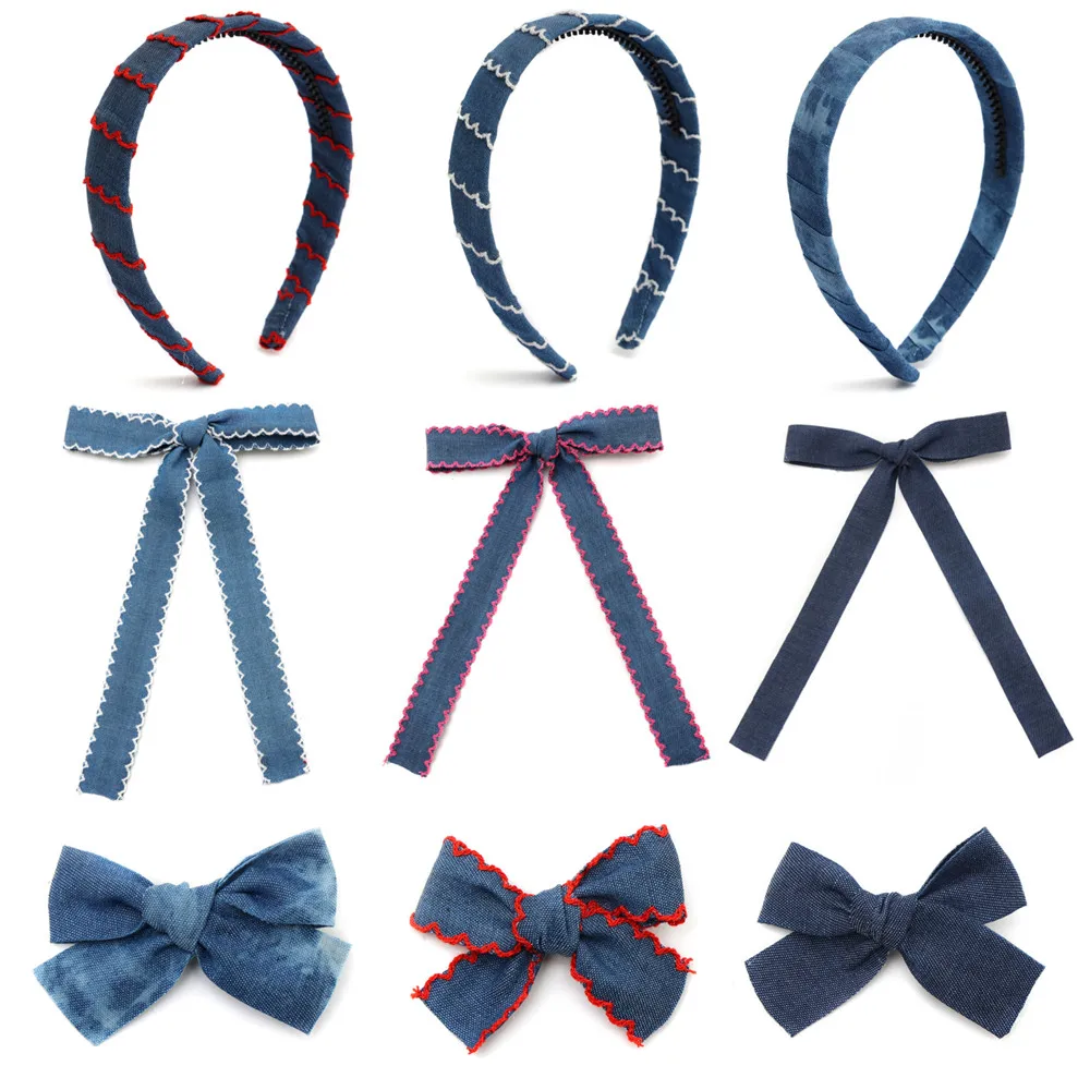 Fashion Denim BOW Hairband  Hairbow  Hair Accessories Elegant Hair Scruchy headband  bow clip