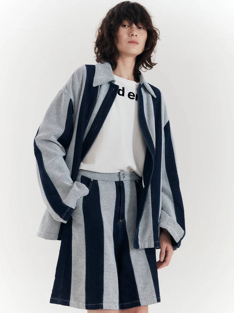 

Original Design f Made Denim Stripe Patchwork Five-Point Pants Women's Cotton Casual Trousers Spring 2023 Collection