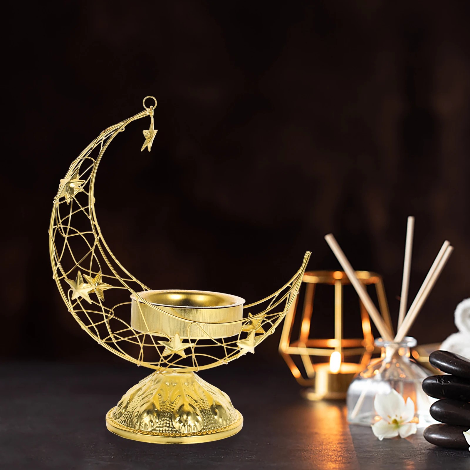 

Incense Burner Ornaments Cone Metal Home Decor Handheld Moon Shaped Censer Iron