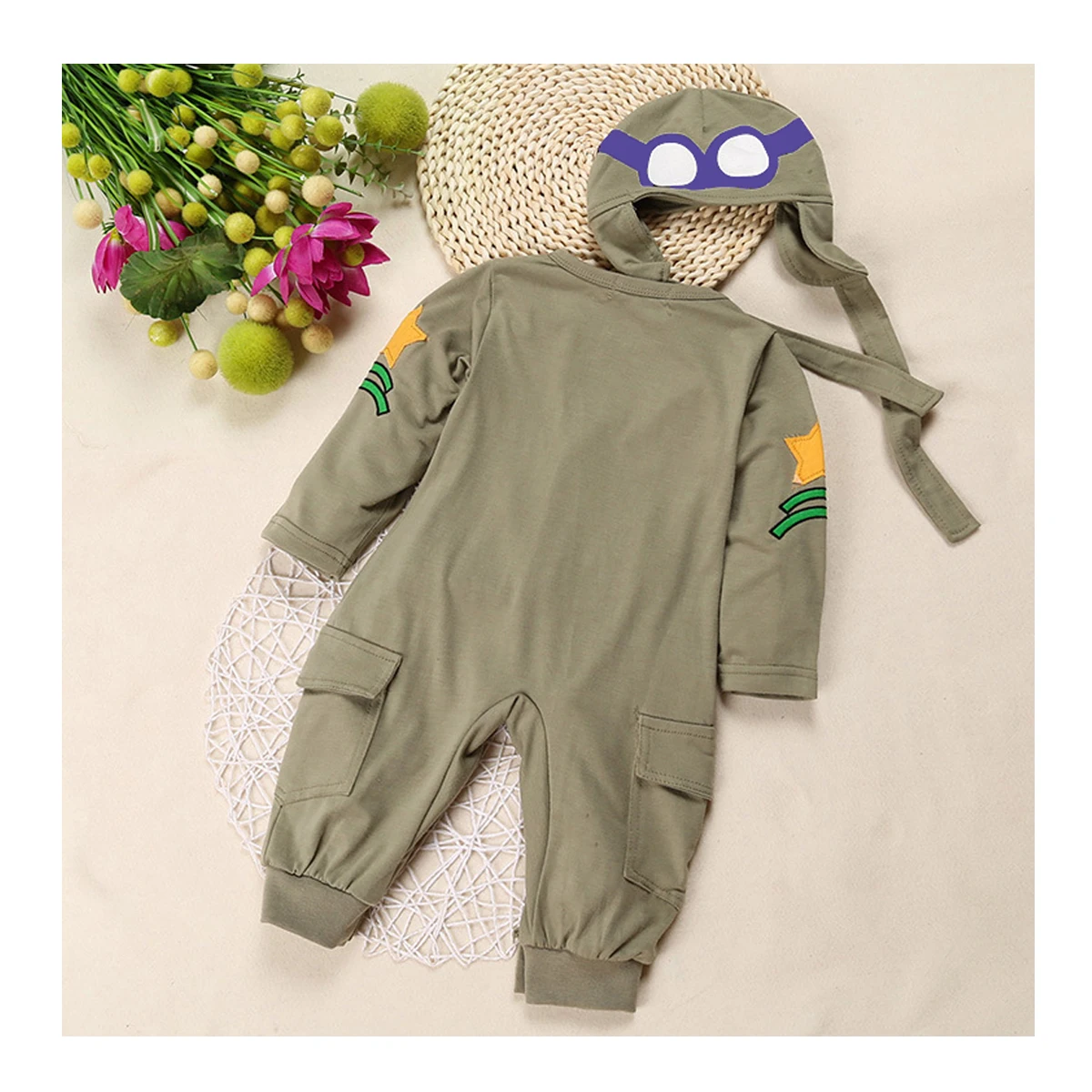 Smaller Size Baby Rompers Bonnet 2pcs Set Aviation Pilot Jumpsuit Bebe Clothing Jumpers One-Pieces Growing Grows Outfit