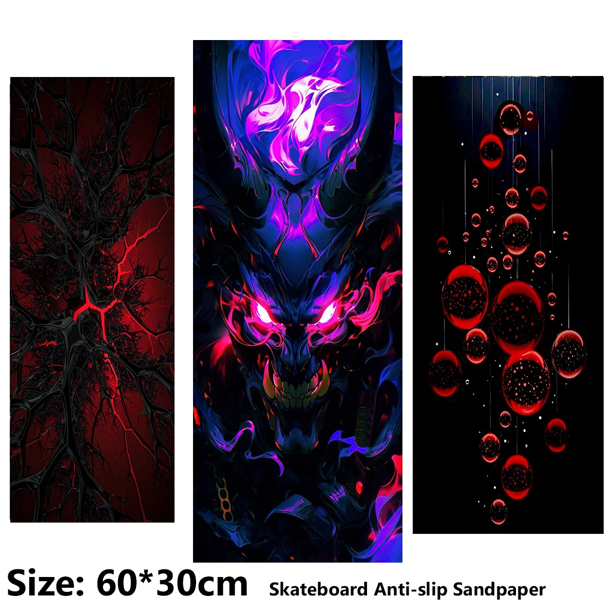 電動スクーター滑り止めステッカー-サンドペーパー-スケートボード-グリップテープ-シート-60-30cm-エイリアン-幾何学模様-スカル柄