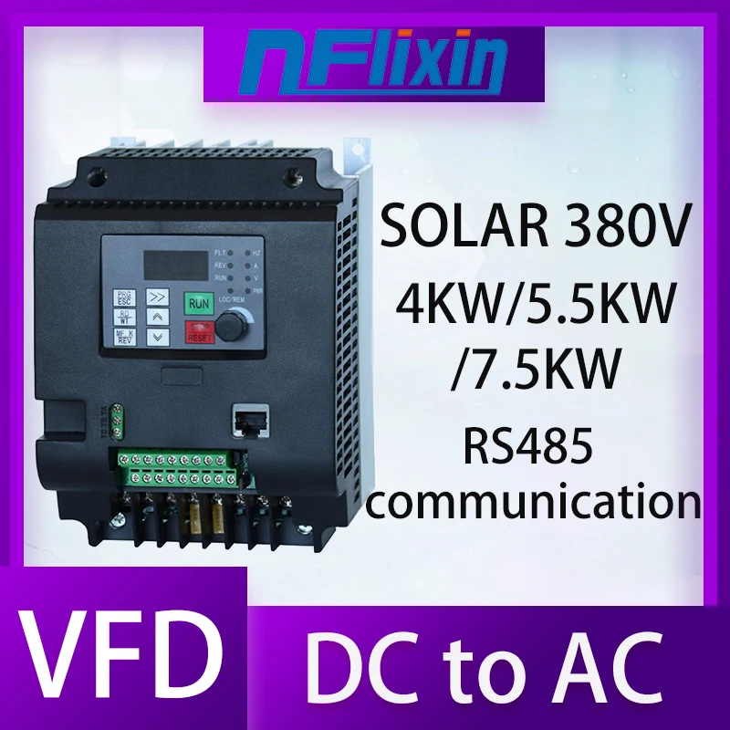 High-quality VFD 0.75KW-11KW DC400-700V Input AC 380V 3-Phase Output Solar Frequency Inverter For Drainage pump 3 Phase Motor